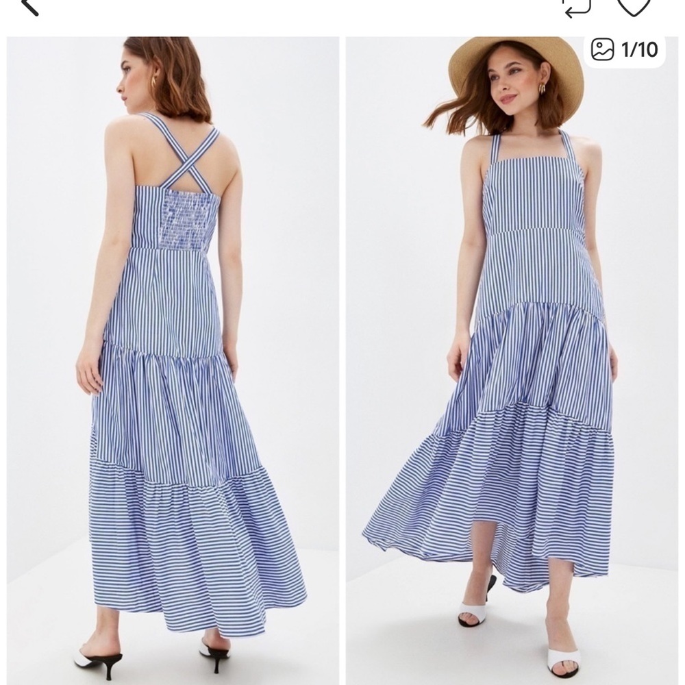 Banana Republic Poplin Tiered Striped Maxi, Sz 0